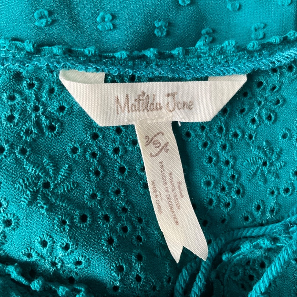 Matilda Jane Charisma Top Sheer Swiss Dot Once Upon A‎ Time Eyelet Shirt Small - Picture 3 of 8